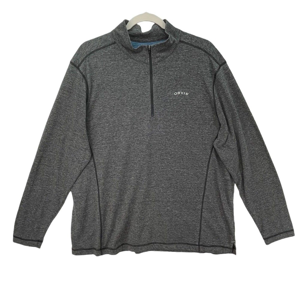 Orvis Drirelease Quarter Zip Shirt Mens Size XL Gray Pullover Long Sleeve Top